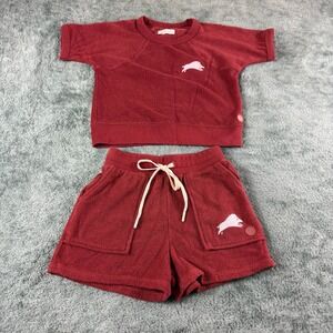 Outerknown Kids 2-Piece Sweatshirt and Shorts Set Size S Small Burgundy Red